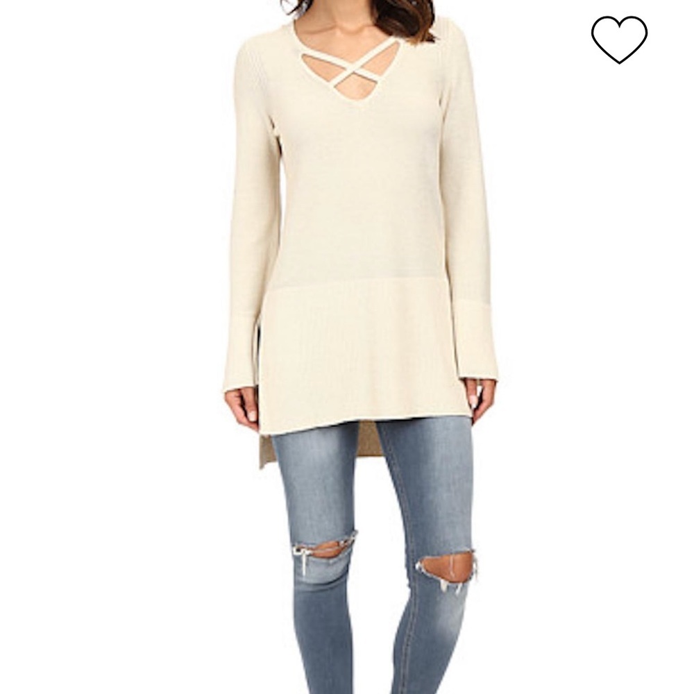 NWOT free people ribbed cream cross front tunic size small